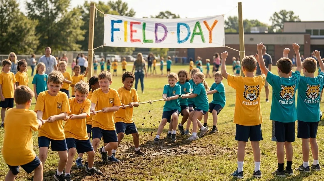 Students in matching spirit week shirts